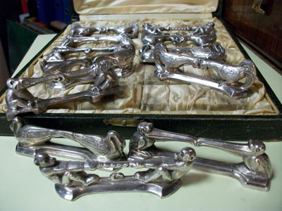 Portes-couteaux animaliers métal argenté
